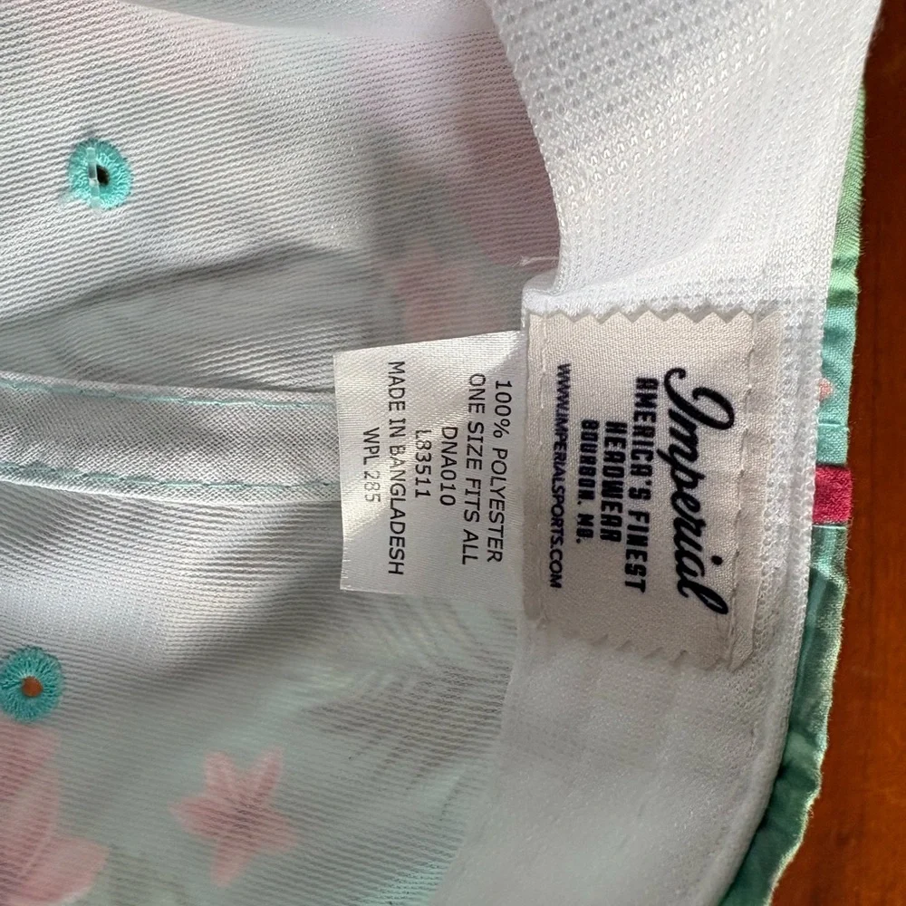 NWT 80eighty Aloha Premium Tropical Floral Rope-Trim Hat - Aqua & Pink - Picture 7 of 9